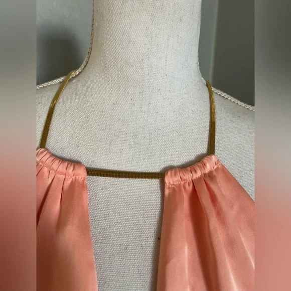 H&M Peach Satin Halter Camisole with Gold Strap - Picture 2 of 8